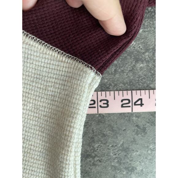 American Eagle Thermal Shirt Mens‎ Large Henley Raglan Sleeve Waffle Weave Knit - Picture 9 of 10